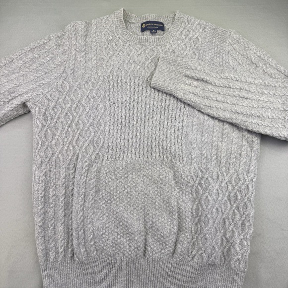Brooks Brothers Sweater Womens M Wool Italian Yarn Cable Knit Crewneck Gray - Picture 2 of 11